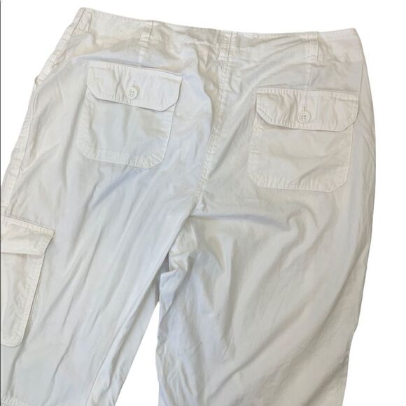 JONES NEW YORK White Casual Cargo Cotton Cropped Wide Leg Capri Pant 12 - Picture 4 of 8